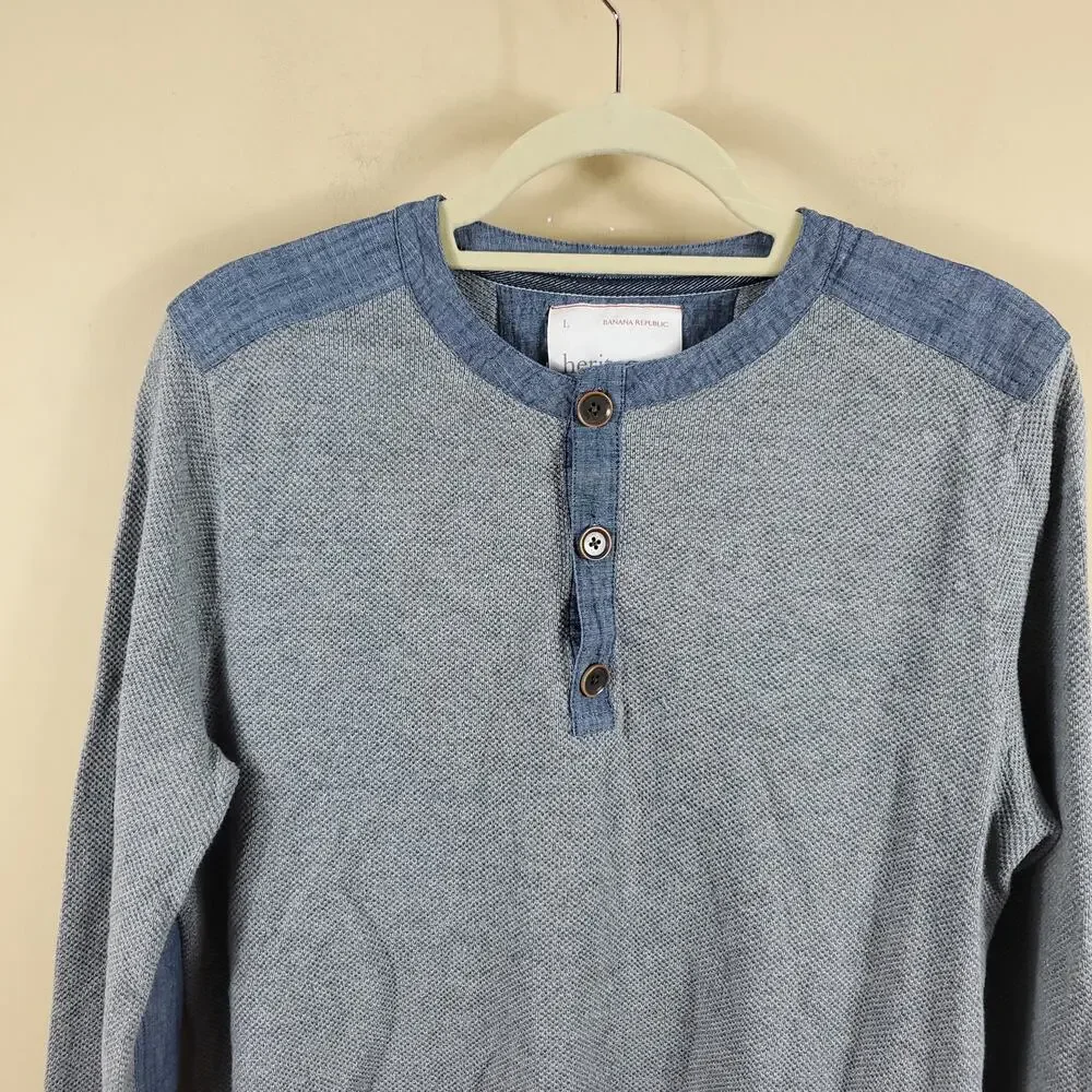 Banana Republic Heritage Texture Long Sleeve Tee Size L